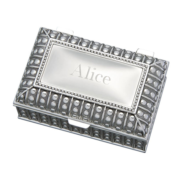 Creative Gifts Giftware Silverplated Rectangular Box With Beaded Antique Design, 4.5" X 3"