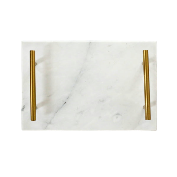 Creative Gifts Giftware White Marble Board w/Gold Handles 8" x 12"