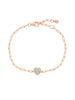 Crislu Jewelry Crislu Heart Shaped Bezel Set Paperclip Chain Bracelet 18kt Rose Gold