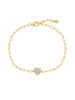 Crislu Jewelry Crislu Heart Shaped Bezel Set Paperclip Chain Bracelet 18kt Yellow Gold
