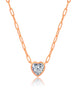 Crislu Jewelry Crislu Heart Shaped Bezel Set Paperclip Necklace 18kt Rose Gold