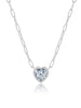 Crislu Jewelry Crislu Heart Shaped Bezel Set Paperclip Necklace Pure Platinum