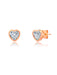 Crislu Jewelry Crislu Heart Shaped Bezel Set Stud Earring 18kt Rose Gold