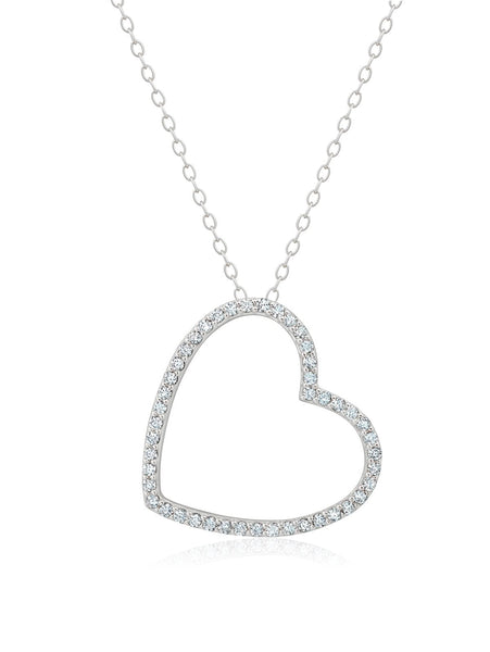 Crislu Jewelry Crislu Open Silhoutte Heart Necklace Finished in Pure Platinum