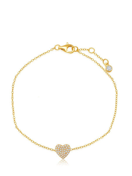 Crislu Jewelry Crislu Pave Heart Bracelet Finished in 18kt Yellow Gold