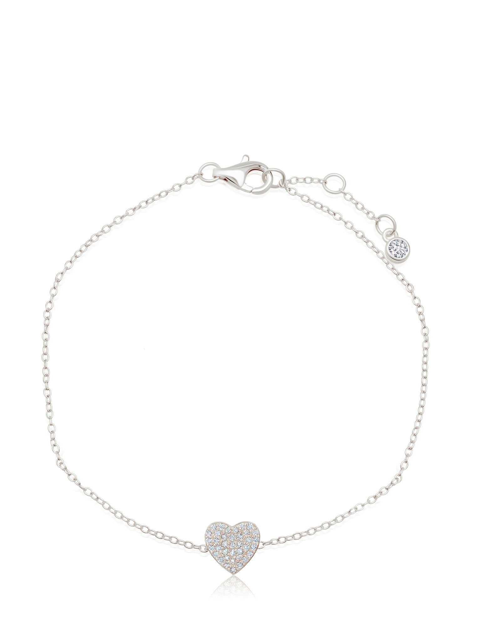 Crislu Jewelry Crislu Pave Heart Bracelet Finished in Pure Platinum