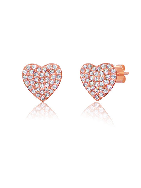 Crislu Jewelry Crislu Pave Heart Earrings Finished in 18kt Rose Gold