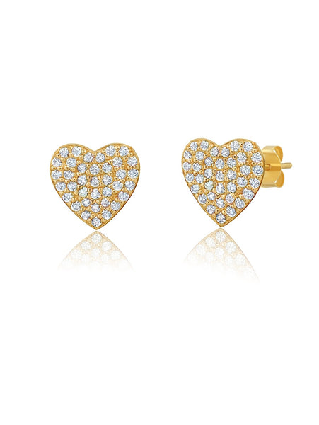 Crislu Jewelry Crislu Pave Heart Earrings Finished in 18kt Yellow Gold