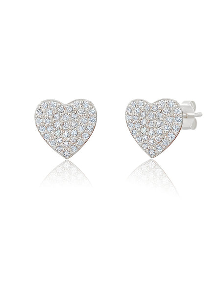Crislu Jewelry Crislu Pave Heart Earrings Finished in Pure Platinum