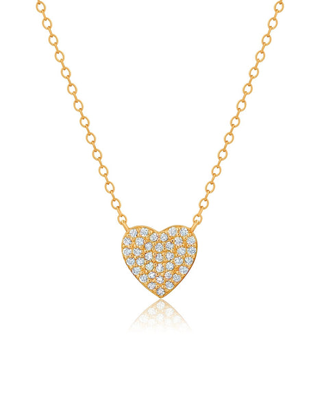 Crislu Jewelry Crislu Pave Heart Necklace Finished in 18kt Yellow Gold