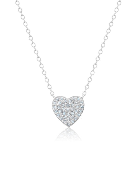 Crislu Jewelry Crislu Pave Heart Necklace Finished in Pure Platinum