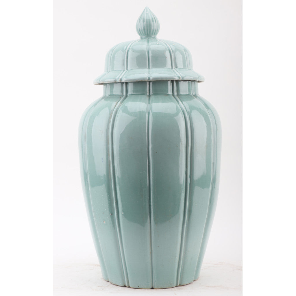 Danny's Fine Porcelain Home Decor Danny's Fine Porcelain 10.5L X 10.5W X 20H - CELEDON JAR ANTIQUE FINISH 50813