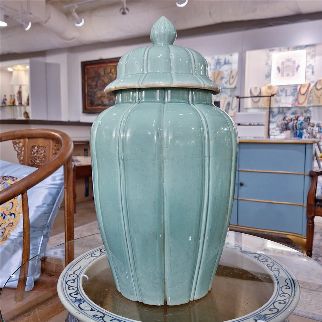 Danny's Fine Porcelain Home Decor Danny's Fine Porcelain 10.5L X 10.5W X 20H - CELEDON JAR ANTIQUE FINISH 50813