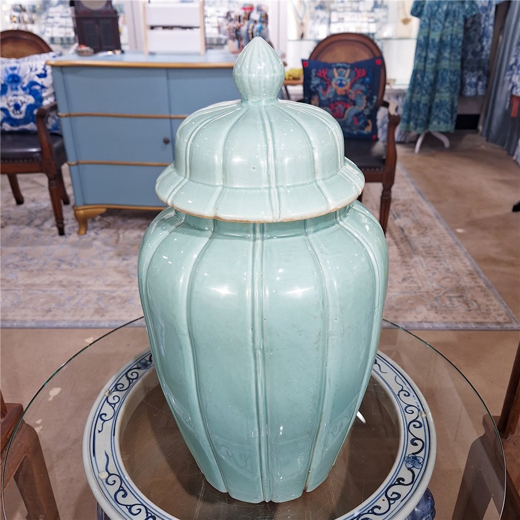 Danny's Fine Porcelain Home Decor Danny's Fine Porcelain 10.5L X 10.5W X 20H - CELEDON JAR ANTIQUE FINISH 50813