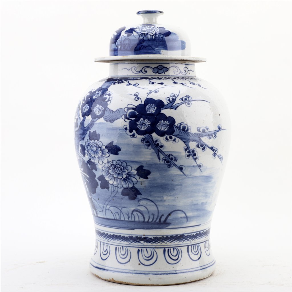 Danny's Fine Porcelain Home Decor Danny's Fine Porcelain 10.625L X 10.625W X 17.25H - TEMPLE JAR - BIRD & FLORAL 50872