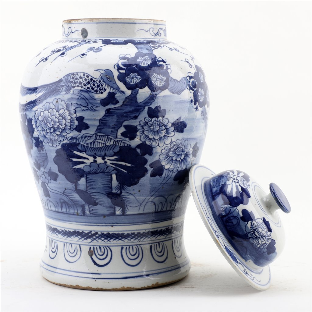 Danny's Fine Porcelain Home Decor Danny's Fine Porcelain 10.625L X 10.625W X 17.25H - TEMPLE JAR - BIRD & FLORAL 50872
