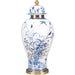 Danny's Fine Porcelain Home Decor Danny's Fine Porcelain 10L X 10W X 23H ROUND JAR WITH BRONZE- BLUE AND WHITE WITH REAL GOLD GLAZE 60320
