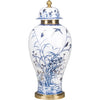 Danny's Fine Porcelain Home Decor Danny's Fine Porcelain 10L X 10W X 23H ROUND JAR WITH BRONZE- BLUE AND WHITE WITH REAL GOLD GLAZE 60320
