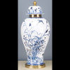 Danny's Fine Porcelain Home Decor Danny's Fine Porcelain 10L X 10W X 23H ROUND JAR WITH BRONZE- BLUE AND WHITE WITH REAL GOLD GLAZE 60320