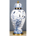 Danny's Fine Porcelain Home Decor Danny's Fine Porcelain 10L X 10W X 23H ROUND JAR WITH BRONZE- BLUE AND WHITE WITH REAL GOLD GLAZE 60320