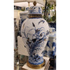 Danny's Fine Porcelain Home Decor Danny's Fine Porcelain 10L X 10W X 23H ROUND JAR WITH BRONZE- BLUE AND WHITE WITH REAL GOLD GLAZE 60320