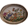 Danny's Fine Porcelain Home Decor Danny's Fine Porcelain 10L X 7.5W X 2H PORCELAIN OVAL TRAY WITH BRONZE ORMOLU - WILDBREEZE 14063