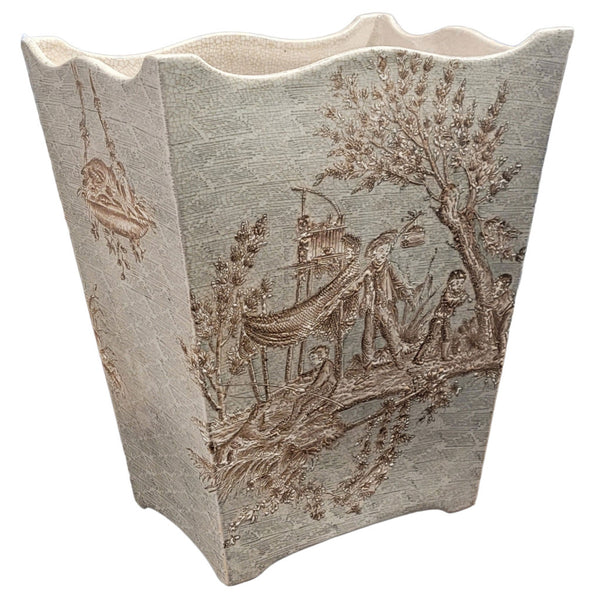 Danny's Fine Porcelain Home Decor Danny's Fine Porcelain 10Lx7wx12H Wastebasket - Celadon Lampas 13637