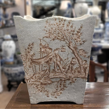 Danny's Fine Porcelain Home Decor Danny's Fine Porcelain 10Lx7wx12H Wastebasket - Celadon Lampas 13637