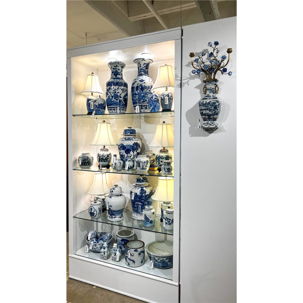 Danny's Fine Porcelain Home Decor Danny's Fine Porcelain 12L X 3.5W X 28H Wall Hanging Vase with Candle Cups Blue Willow 60997