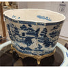 Danny's Fine Porcelain Home Decor Danny's Fine Porcelain 14.5x11x9.5 Porcelain Planter With Bronze Accent - Blue Willow 14080