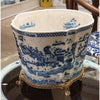 Danny's Fine Porcelain Home Decor Danny's Fine Porcelain 14.5x11x9.5 Porcelain Planter With Bronze Accent - Blue Willow 14080