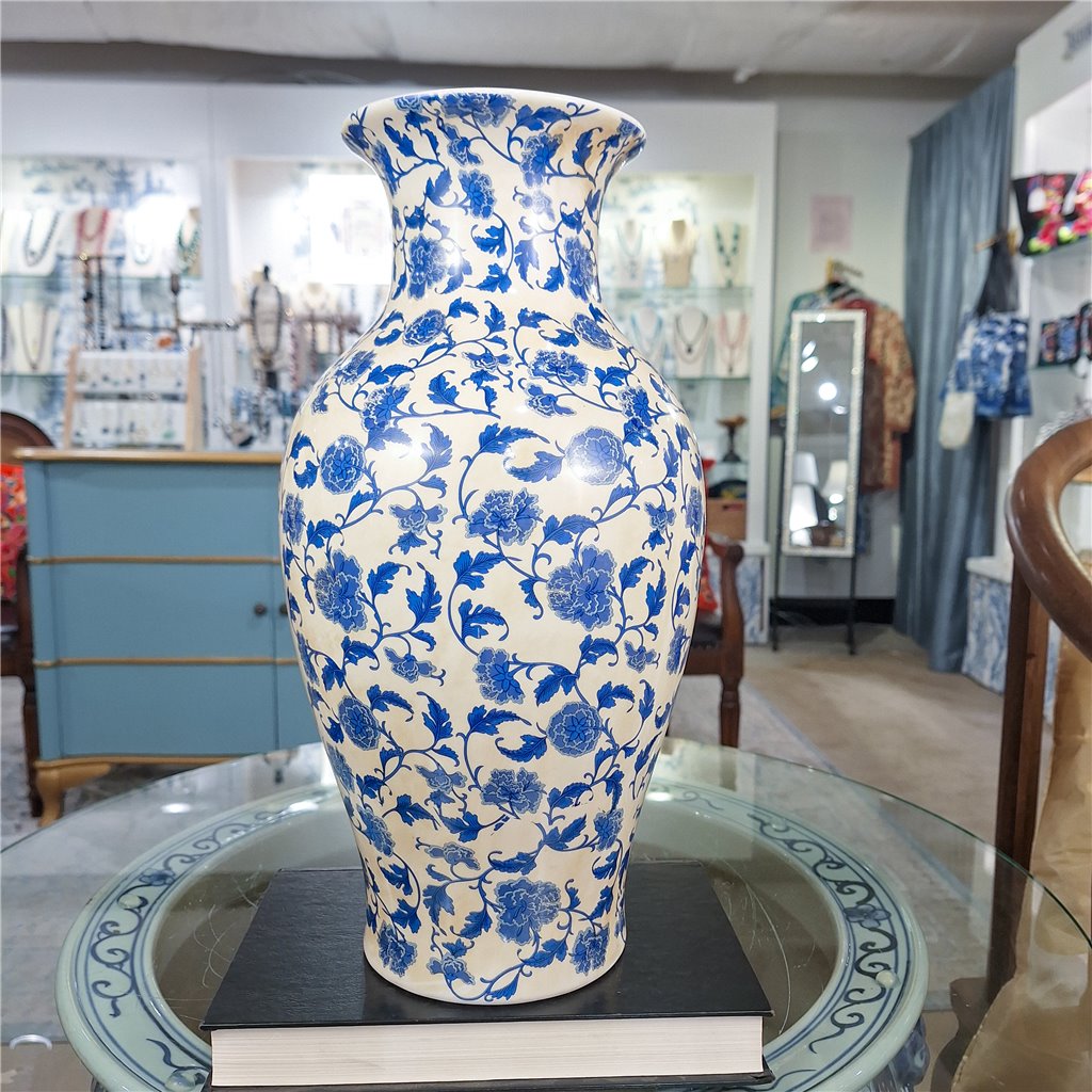 Danny's Fine Porcelain Home Decor Danny's Fine Porcelain 14in Porcelain Blue Vase – Blue Florets