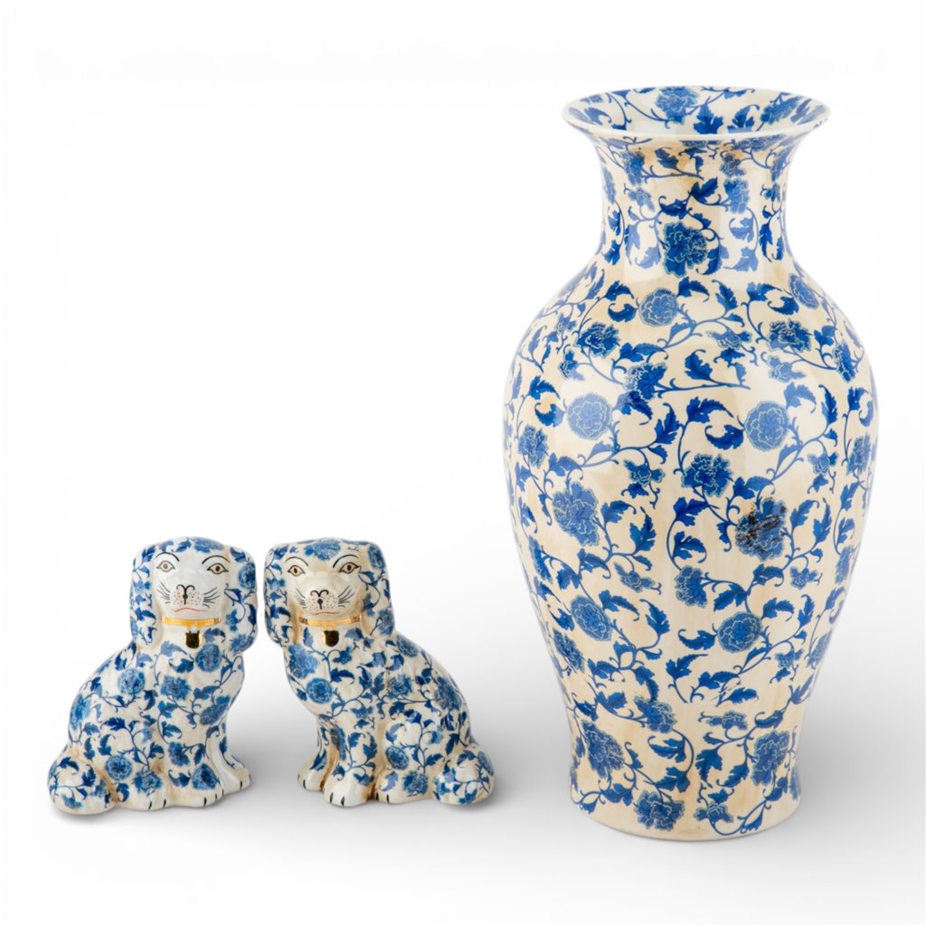 Danny's Fine Porcelain Home Decor Danny's Fine Porcelain 14in Porcelain Blue Vase – Blue Florets