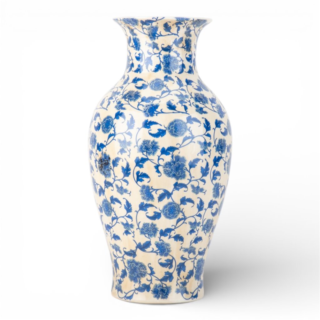 Danny's Fine Porcelain Home Decor Danny's Fine Porcelain 14in Porcelain Blue Vase – Blue Florets