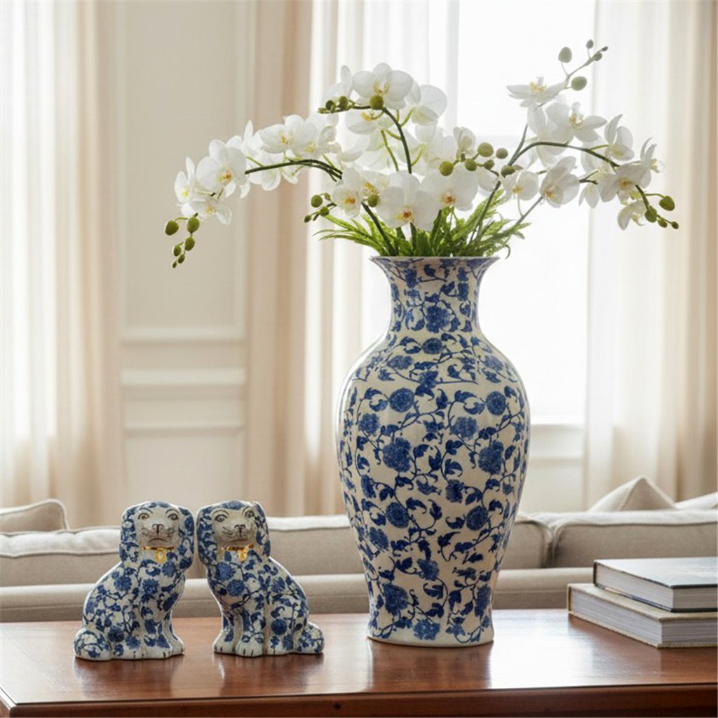Danny's Fine Porcelain Home Decor Danny's Fine Porcelain 14in Porcelain Blue Vase – Blue Florets