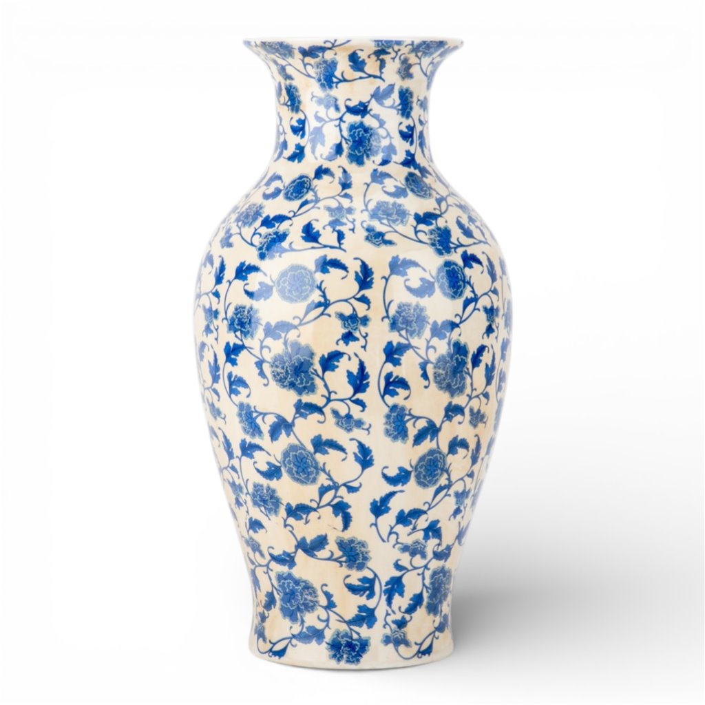 Danny's Fine Porcelain Home Decor Danny's Fine Porcelain 14in Porcelain Blue Vase – Blue Florets