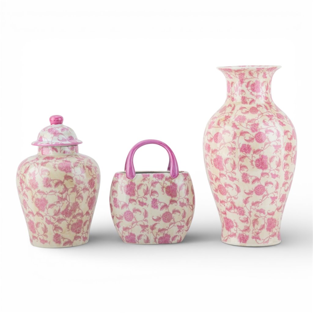 Danny's Fine Porcelain Home Decor Danny's Fine Porcelain 14in Porcelain Vase – Pink Florets
