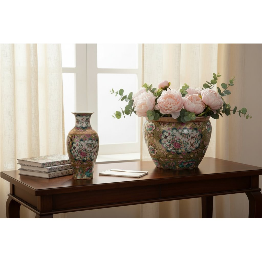 Danny's Fine Porcelain Home Decor Danny's Fine Porcelain 14in Porcelain Vase – Rose Medallion Canton