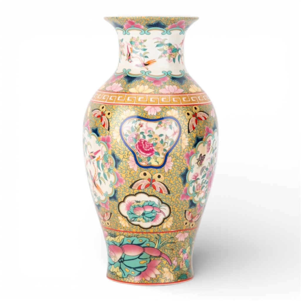 Danny's Fine Porcelain Home Decor Danny's Fine Porcelain 14in Porcelain Vase – Rose Medallion Canton
