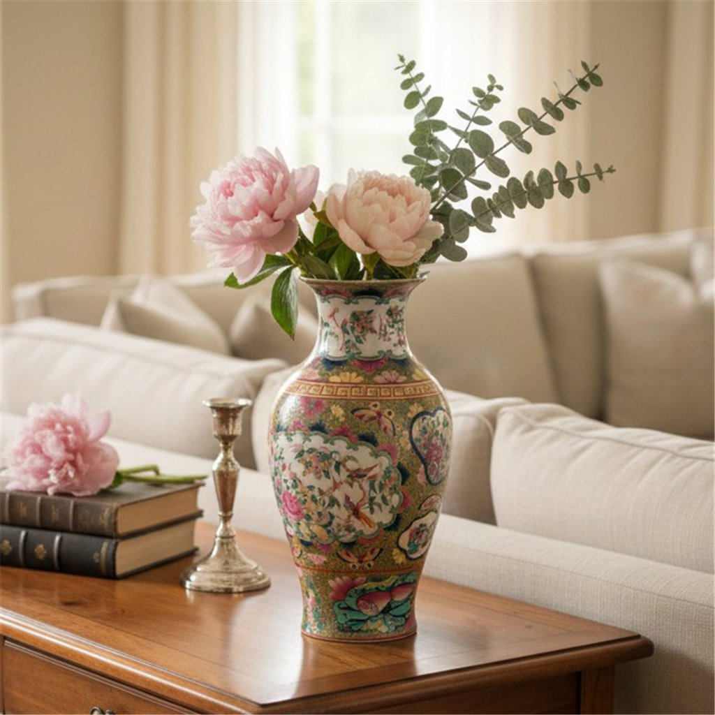 Danny's Fine Porcelain Home Decor Danny's Fine Porcelain 14in Porcelain Vase – Rose Medallion Canton