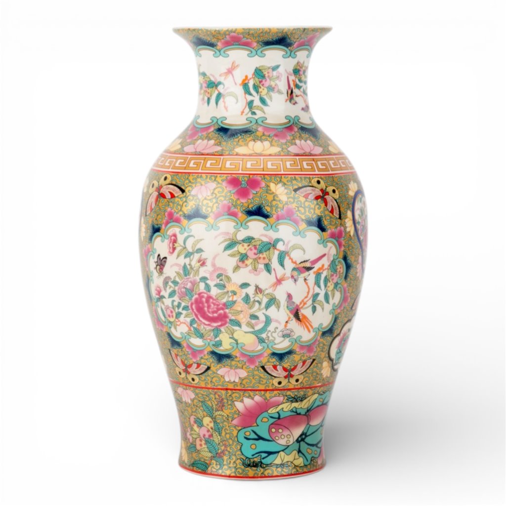 Danny's Fine Porcelain Home Decor Danny's Fine Porcelain 14in Porcelain Vase – Rose Medallion Canton