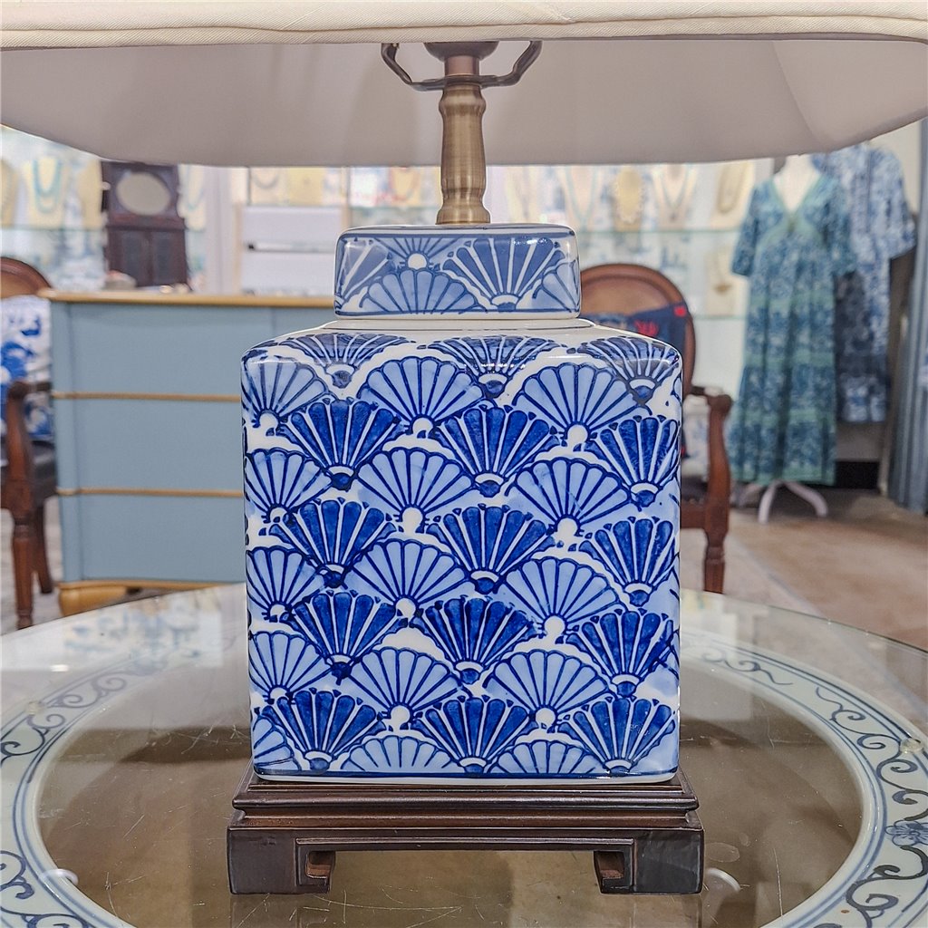 Danny's Fine Porcelain Lighting Danny's Fine Porcelain 14L X 10W X 24H - Porcelain Square Jar Lamp (125-14-Be) 40895-L