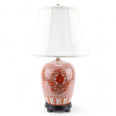 Danny's Fine Porcelain Lighting Danny's Fine Porcelain 16L X 16W X 26H Mellon Jar Lamp- Red Filigree(109-16-Be) 50725-L