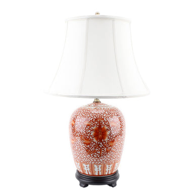 Danny's Fine Porcelain Lighting Danny's Fine Porcelain 16L X 16W X 26H Mellon Jar Lamp- Red Filigree(109-16-Be) 50725-L