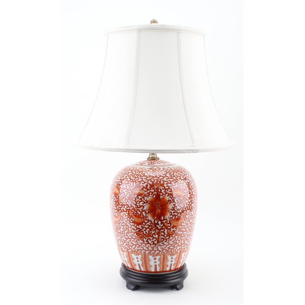 Danny's Fine Porcelain Lighting Danny's Fine Porcelain 16L X 16W X 26H Mellon Jar Lamp- Red Filigree(109-16-Be) 50725-L
