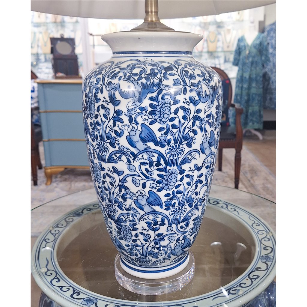 Danny's Fine Porcelain Lighting Danny's Fine Porcelain 17L X 17W X 29H Blue And White Vase Lamp [Shade:108-17-Be] 40936-LA