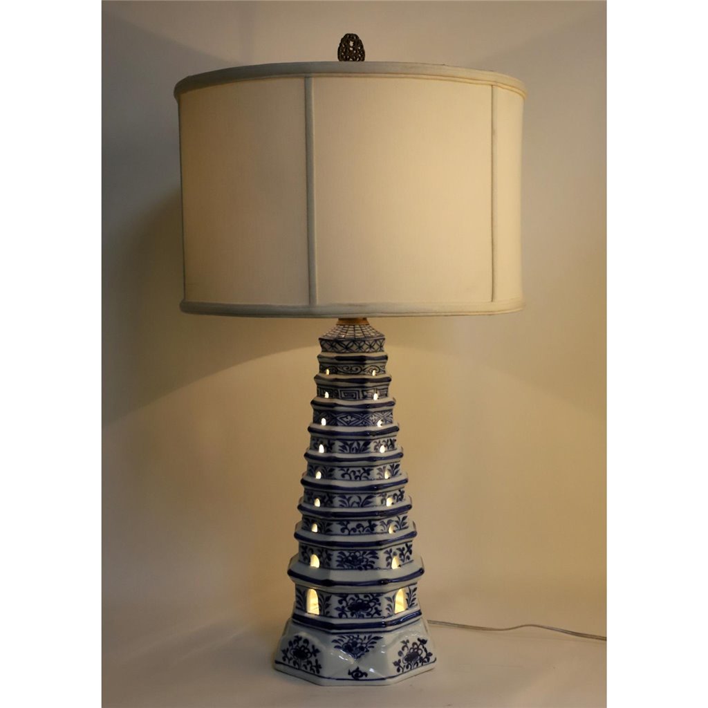 Danny's Fine Porcelain Lighting Danny's Fine Porcelain 17L X 17W X 30H Pagoda 2 Ways Lamp (109-16-Be) 50820-L
