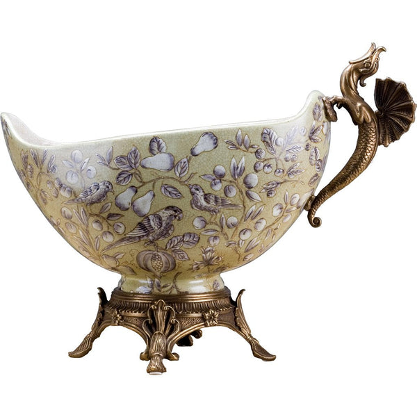 Danny's Fine Porcelain Home Decor Danny's Fine Porcelain 17L X 8W X 9.5H BOWL SHAPE PLANTER WITH BRONZE ACCOUNT- HOLLOWAY 14073