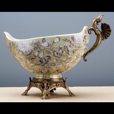 Danny's Fine Porcelain Home Decor Danny's Fine Porcelain 17L X 8W X 9.5H BOWL SHAPE PLANTER WITH BRONZE ACCOUNT- HOLLOWAY 14073