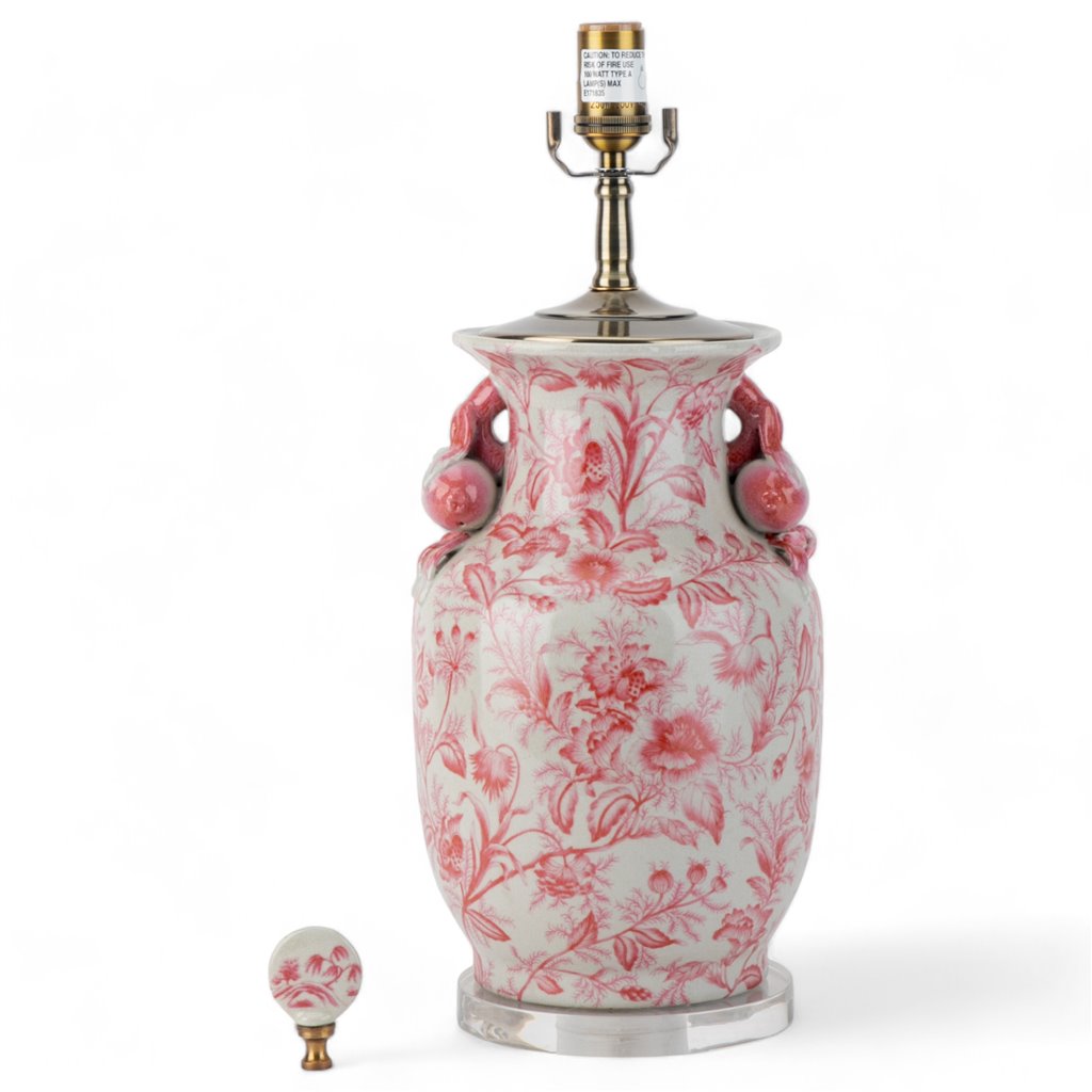 Danny's Fine Porcelain Lighting Danny's Fine Porcelain 17Lx17Wx30H Lamp - Pink Primrose [Acrylic_Base/Sh:2-847-17] 14236-LA